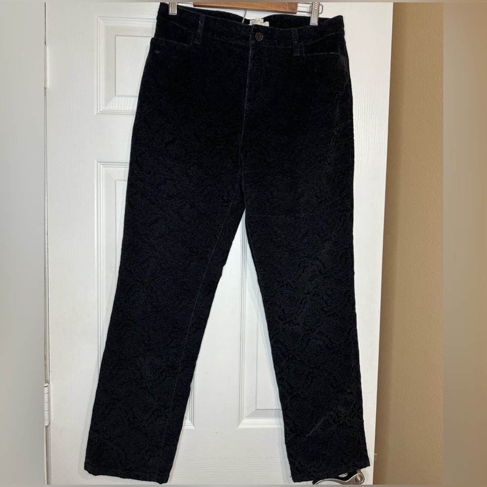 Talbots Heritage Women’s Black Lace Textured Corduroy Straight Leg Pants Sz 10